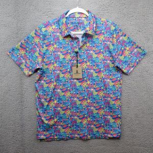 Chubbies Performance Polo 2.0 Short Sleeve Shirt Mens M Tropical Bunch‎ Bananas